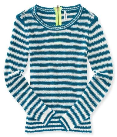 Aeropostale Womens Striped Zip Back Knit Sweater - S