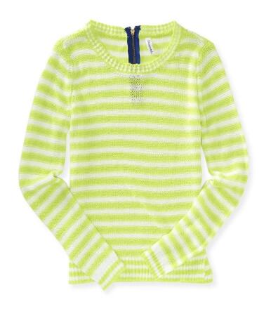 Aeropostale Womens Striped Zip Back Knit Sweater - L