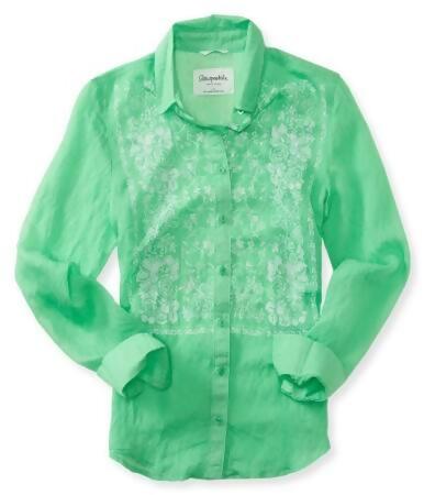 Aeropostale Womens Ultra Lightweight Floral Button Up Shirt - XS