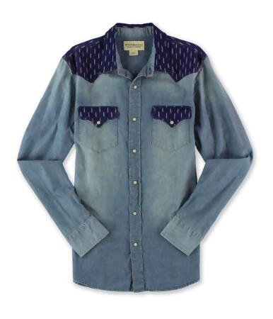 Ralph Lauren Mens Denim And Colorblock Button Up Shirt - M