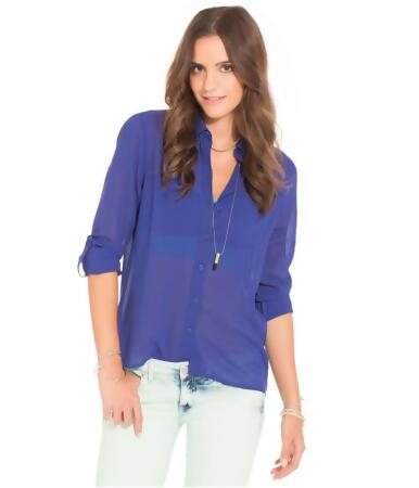 Aeropostale Womens Semi-Sheer Button Down Blouse - S