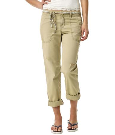 Aeropostale Womens Straight Leg Belted Casual Chino Pants - 1/2