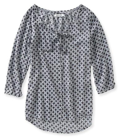 Aeropostale Womens Abstract Houndstooth Tunic Blouse - S