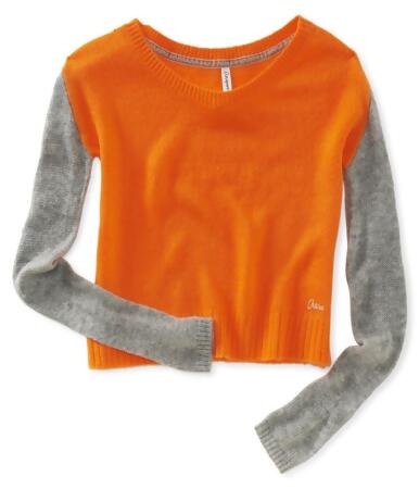 Aeropostale Womens Colorblocked Sleeve Crew Knit Sweater - S