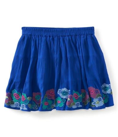 Aeropostale Womens Floral Smocked Embroidered Knit Tiered Skirt - XS