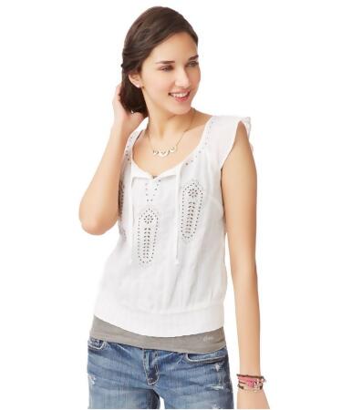Aeropostale Womens Bright Embroidered Peasant Knit Blouse - XS