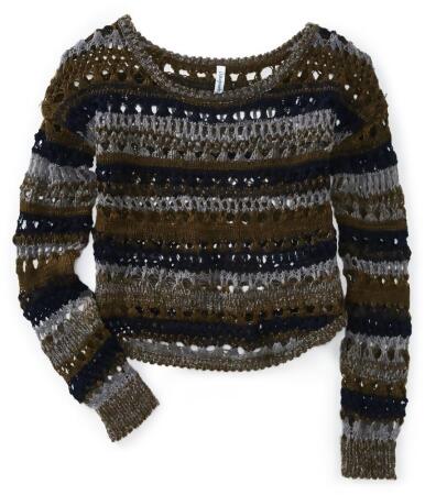 Aeropostale Womens Tri Tone Crochet Knit Sweater - XL