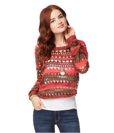 Aeropostale Womens Tri Tone Crochet Knit Sweater - XS