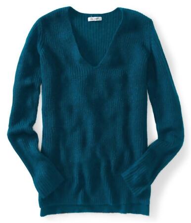 Aeropostale Womens Shimmer V-Neck Pullover Knit Sweater - M