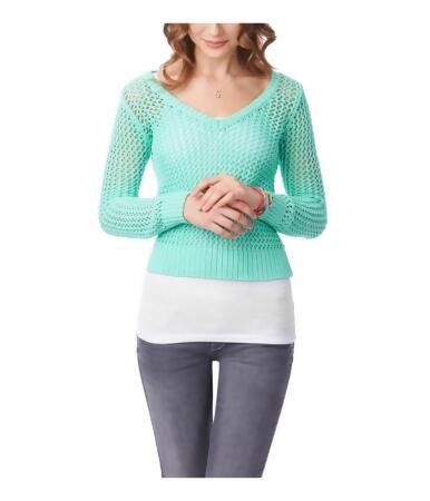 Aeropostale Womens Solid Cable V Neck Knit Sweater - L