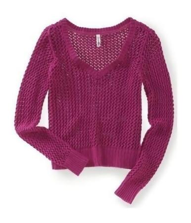 Aeropostale Womens Solid Cable V Neck Knit Sweater - S