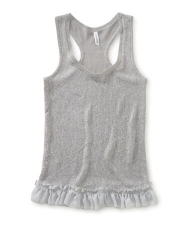 Aeropostale Womens Sequin Sparkle Ruffle Tank Top - S