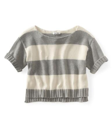 Aeropostale Womens Stripe Wide-Fit Cropped Knit Sweater - S