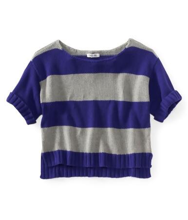 Aeropostale Womens Stripe Wide-Fit Cropped Knit Sweater - S