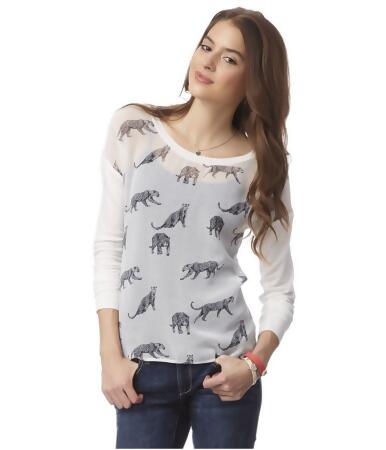 Aeropostale Womens Sheer Leopard Graphic T-Shirt - S