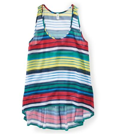 Aeropostale Womens Sheer Striped Extended Back Tank Top - XL