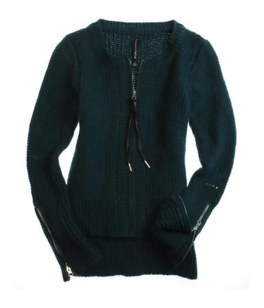 W118 Womens Full Zip Front Cable Knit Sweater - S