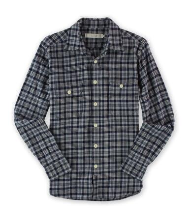 Shades Of Grey Mens Houndstooth Plaid Button Up Shirt - M