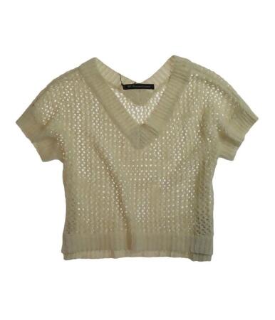 W118 Womens Glittery V-Neck Mesh Knit Sweater - L