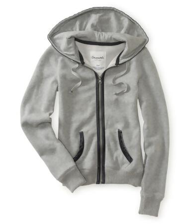 Aeropostale Womens Faux Leather Hooded Hoodie Sweatshirt - XS
