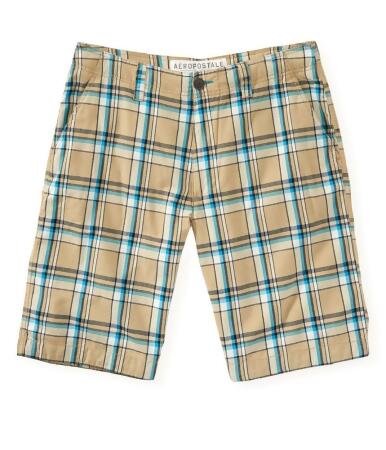 Aeropostale Mens Plaid Flat-Front Casual Bermuda Shorts - 27