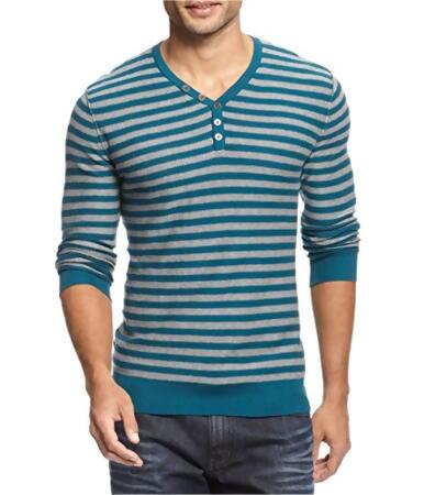 I-n-c Mens Striped Knit Henley Shirt - XL