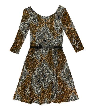 Ellen Tracy Womens Paisley Belted A-Line Dress - XS