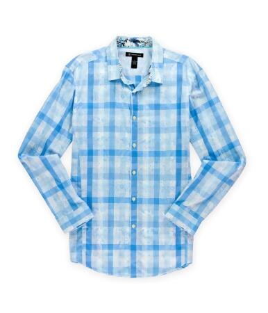 I-n-c Mens Printed Plaid Button Up Shirt - L