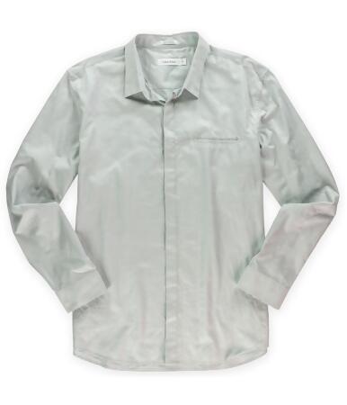 Calvin Klein Mens Solid Button Up Dress Shirt - L