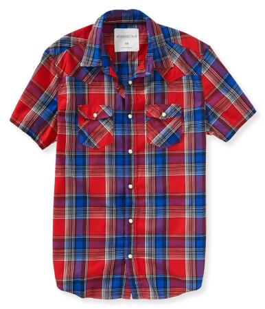 Aeropostale Mens Western Plaid Button Up Shirt - S