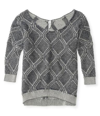 Aeropostale Womens Brindled Diamond Knit Sweater - L