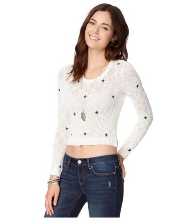 Aeropostale Womens Sheer Stars Pullover Sweater - L