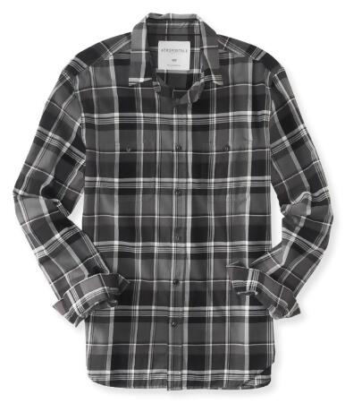 Aeropostale Mens Check Pocket Button Up Shirt - L