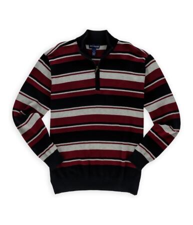 John Ashford Mens Striped Qaurter Zip Pullover Sweater - XL