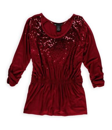 Grace Elements Womens Sequined Tunic Blouse - L