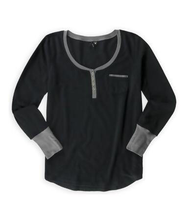 Kensie Womens Fleece Henley Shirt - L