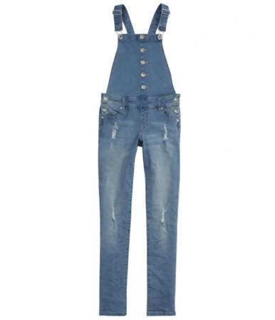 Justice Girls Button Front Overall Jeans - 5