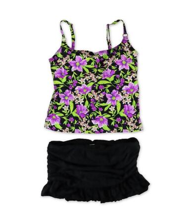 Island Escape Womens Floral Ruched 2 Piece Tankini - 14