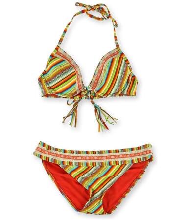 Lucky Brand Womens Striped Crochet Hipster 2 Piece Bikini - M