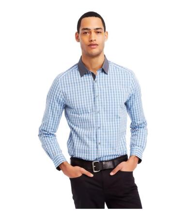 Kenneth Cole Mens Iridescent Check Button Up Shirt - S