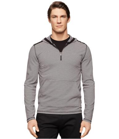 Calvin Klein Mens Striped Quarter Zip Hoodie Sweatshirt - XL
