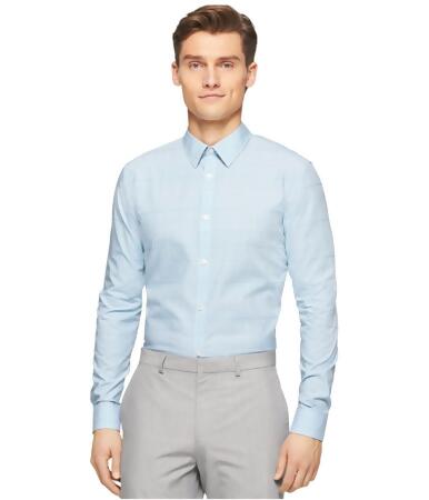 Calvin Klein Mens Fine Check Cord Button Up Shirt - L