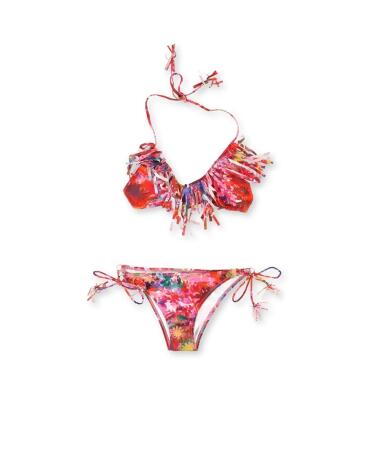 Raisins Womens Fringed Beaded Side Tie 2 Piece Bikini - M