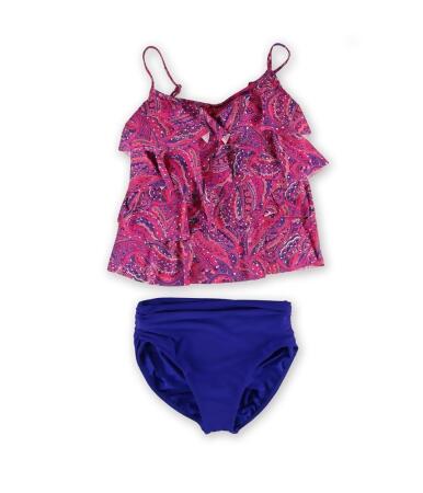 Miraclesuit Womens Paisley Ruched Brief 2 Piece Tankini - 14