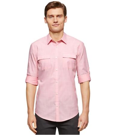 Calvin Klein Mens Textured Slim Fit Button Up Shirt - S