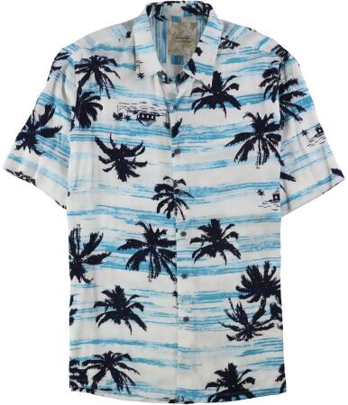 Tasso Elba Mens Palm Print Button Up Shirt - L