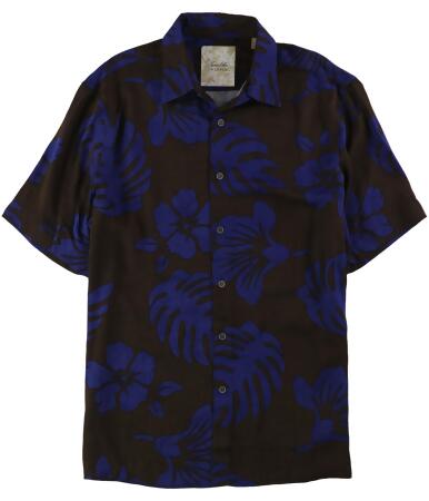 Tasso Elba Mens Woodblock Tropical Button Up Shirt - L