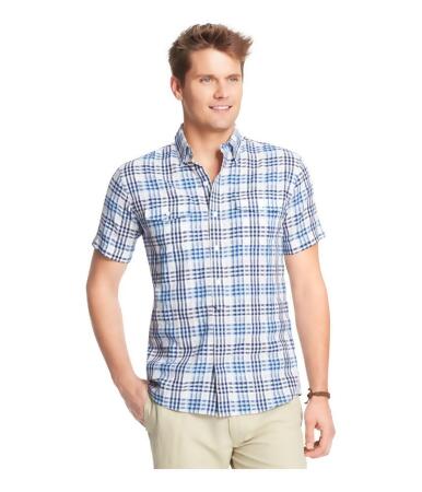 Izod Mens Dobby Plaid Button Up Shirt - XL