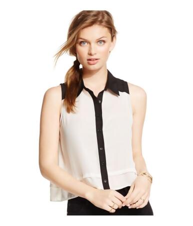 Material Girl Womens Colorblock Button Down Blouse - S