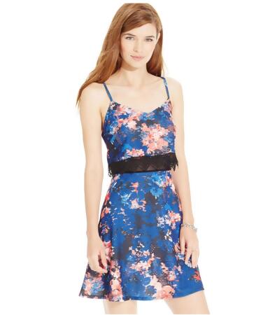 Material Girl Womens Mesh-Waist Floral Sundress - S